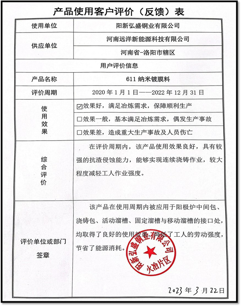 Yangxin Hongsheng Usage Report